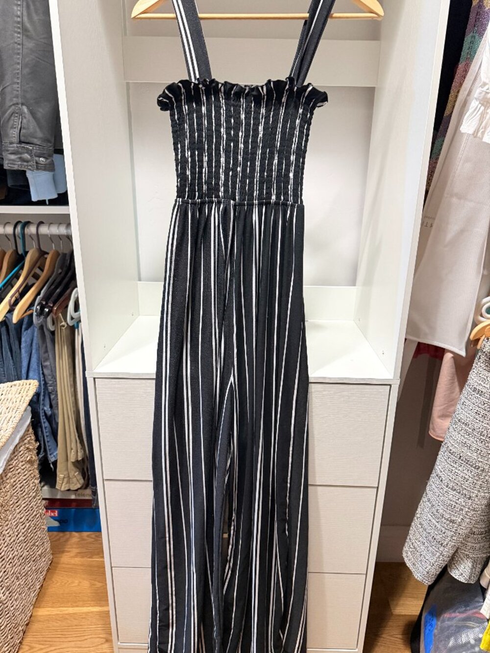 Cosmic Beauty Black & White Striped Wide Leg Jumpsuit - Medium